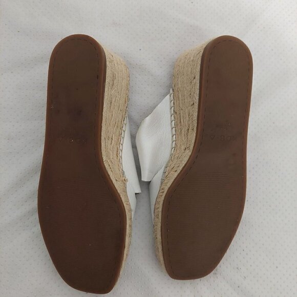 Kelsi Dagger Inwood White Beige Leather Espadrille Wedge Sandals Open Toe Sz 8.5 - Picture 10 of 11